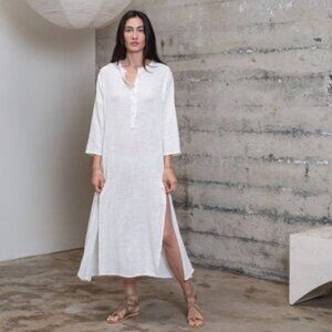 Natalie Martin Isobel Dress Tunic Midi White Flat Cotton Woven Small